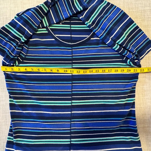 Talbots Long Sleeve Tee Women's XL Soft Cotton Stretch Multicolour Blue Stripes - Picture 4 of 8